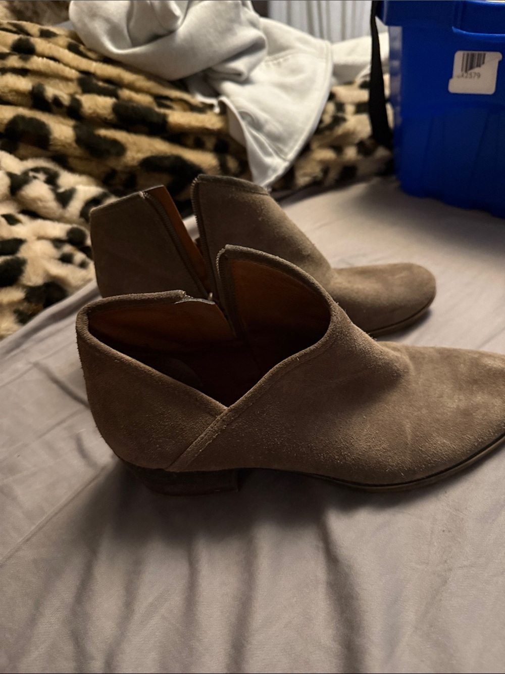 Lucky Brand Women's Suede Ankle Booties in Taupe Brown